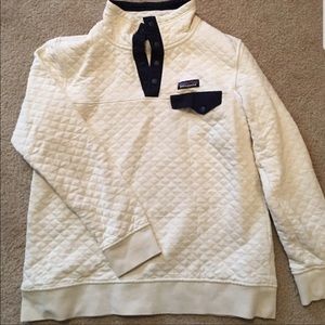 Patagonia quilt pullover birch w/ navy trim